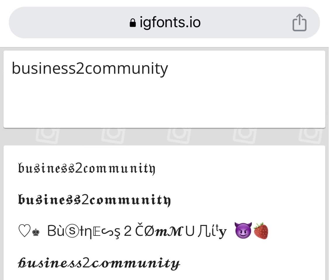 igfonts İnstagram yazı stili 