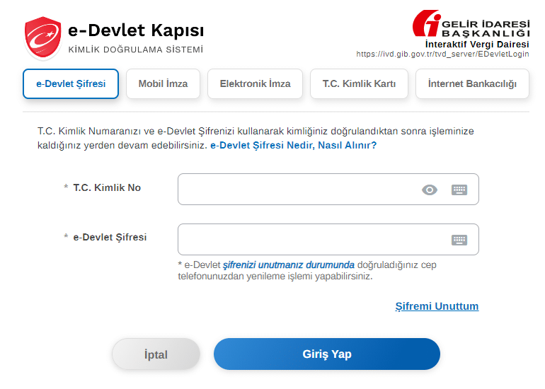 Gelir İdaresi Başkanlığı Giriş