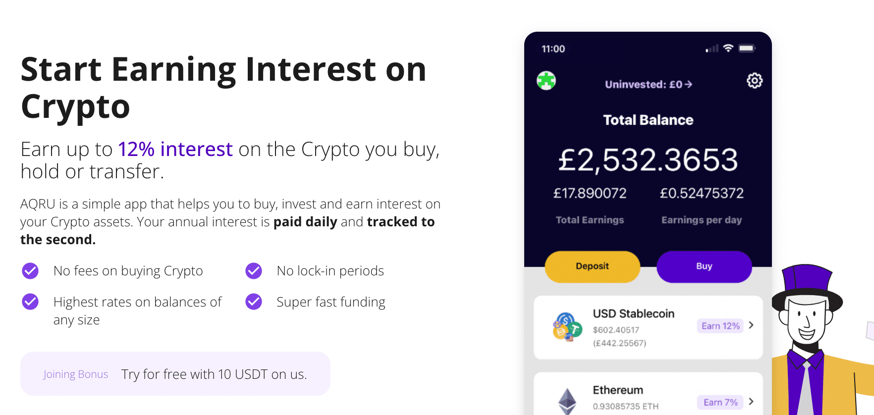 AQRU - kripto faiz hesapları
