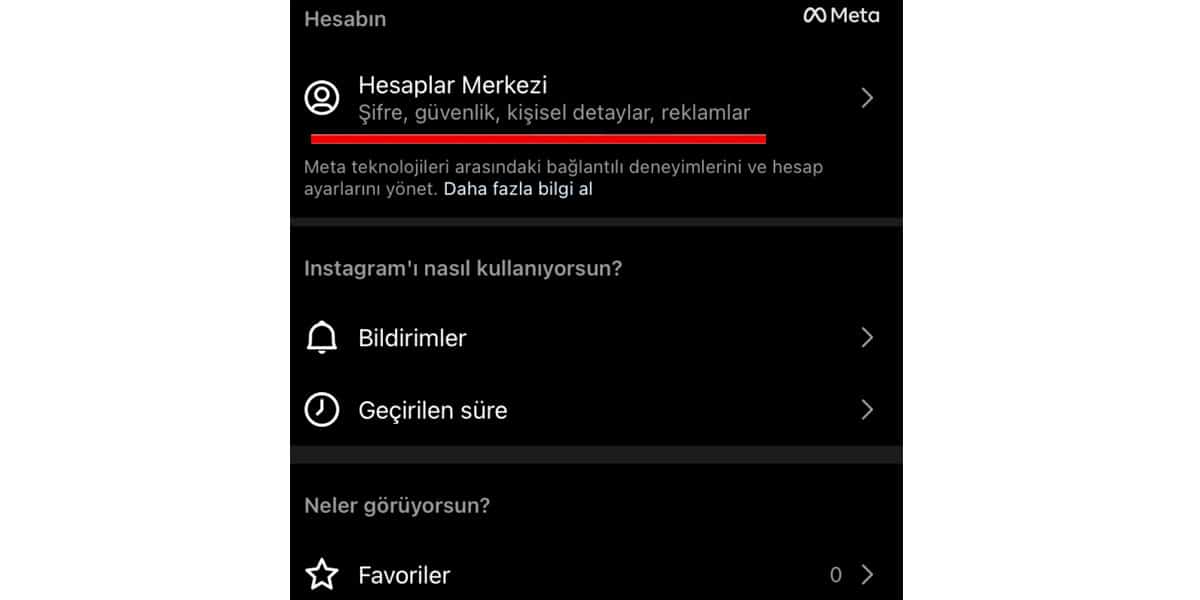 instagram hesaplar merkezi