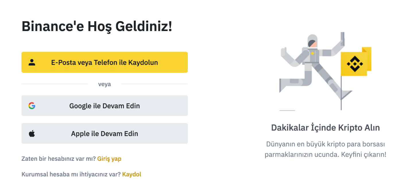 binance kayit olma