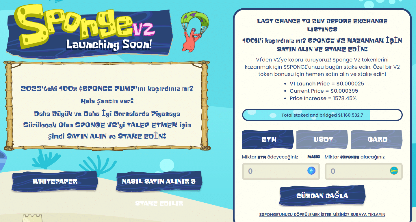 SpongeV2 - en iyi yeni kripto paralar