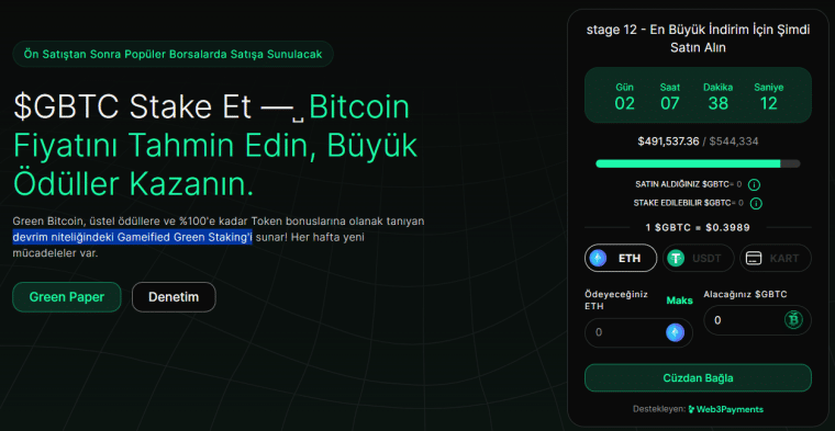 Green Bitcoin (GBTC) - Oyunlaştırılmış Staking İle Bitcoin Tahmini Yaparak Ücretsiz Kr,pto Para Kazanma