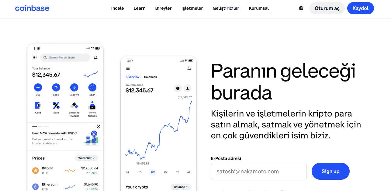 coinbase - en iyi yield farming kripto platformları