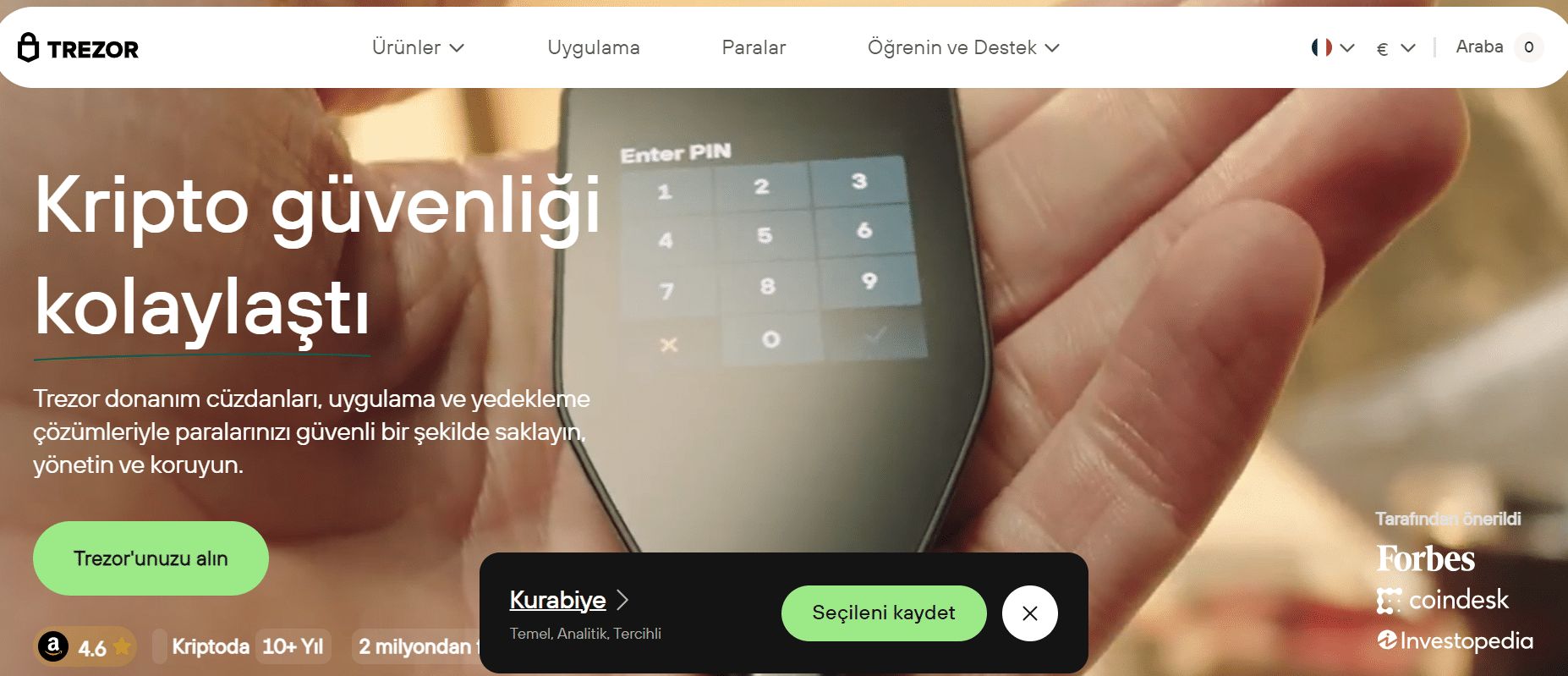 trezor - donanım cüzdanı