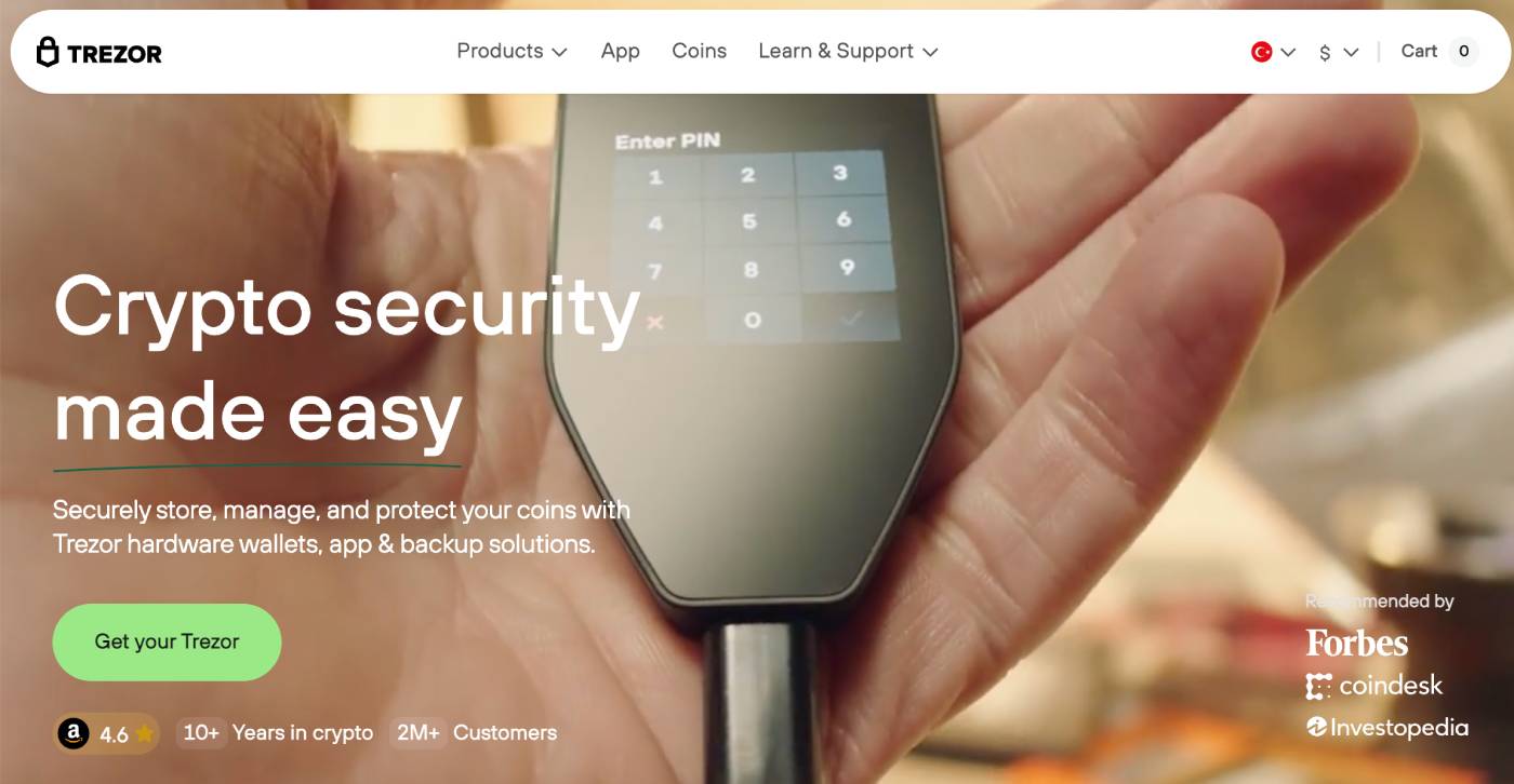 Trezor - En İyi Cardano Cüzdanları
