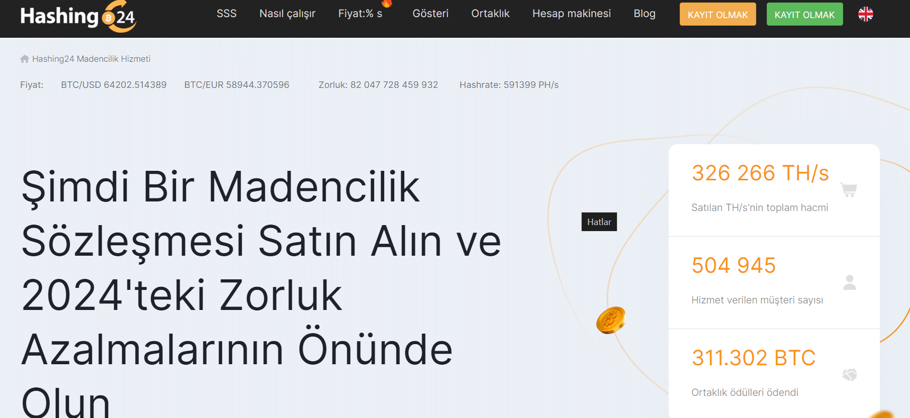 hashing24 - En İyi Bitcoin Madenciliği Siteleri