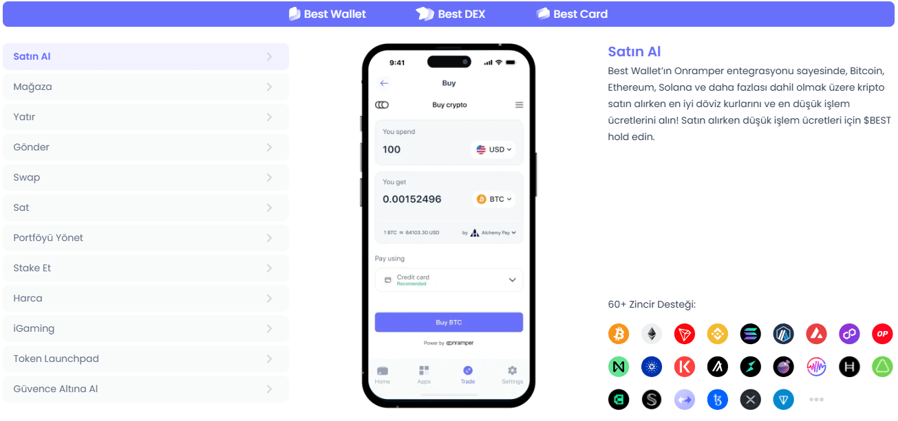 Best Wallet ile kripto satın al